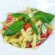 Pasta alla checca.  Холодная паста/моцарелла буффало/базилик/помидоры черри.