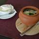 Pelmeni in the pot with sour cream, пельмени в горшочках со сметаной