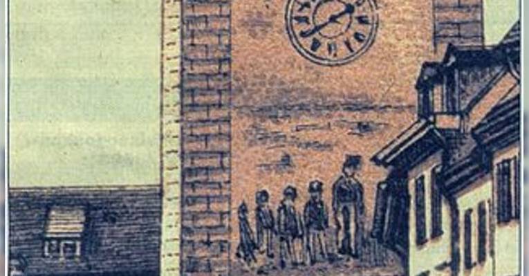 Швабские ворота Фрайбурга на гравюре 1890 года