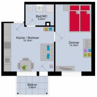One Bedroom Apartment with balcony J