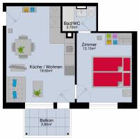 One Bedroom Apartment with balcony Q