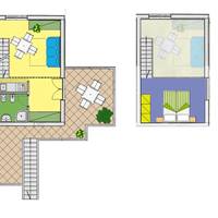 Studio with Terrace  - Split Level (4 Adults)